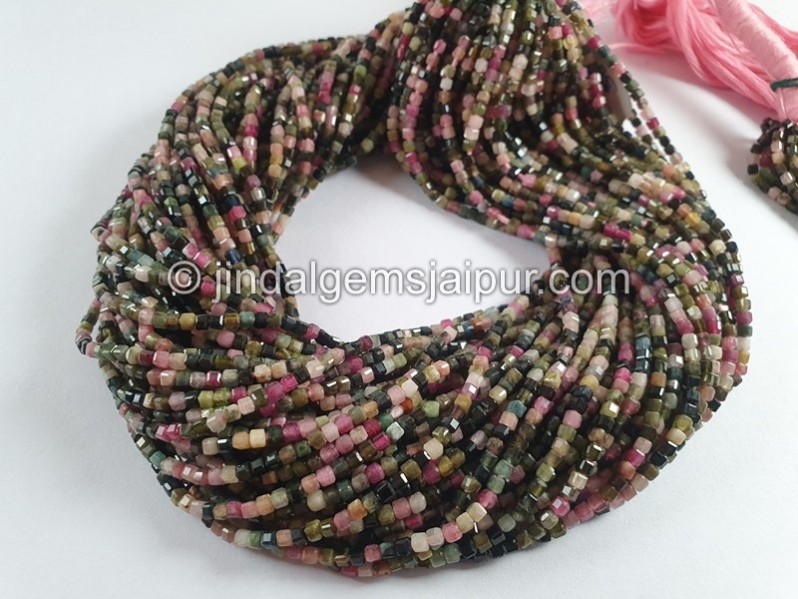 Tourmaline Multi Cut Cube Beads