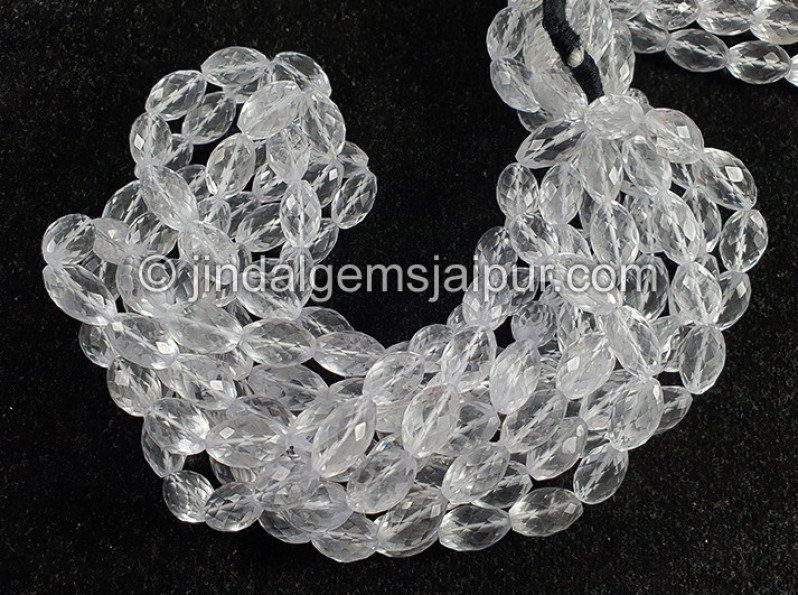Crystal Quartz Faceted Barrel Shape Big Beads