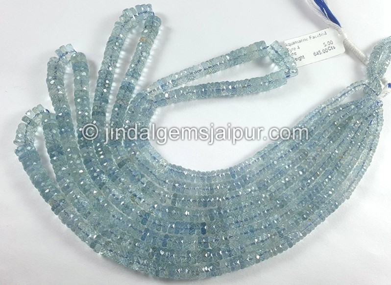 Aquamarine Faceted Tyre Shape Beads