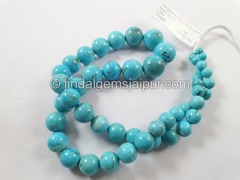 Golden Spiderweb Turquoise Smooth Round Ball Beads -- TRQ227