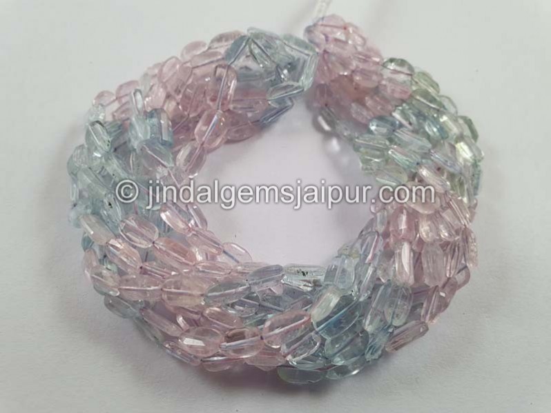Multi Aquamarine Faceted Nugget Beads