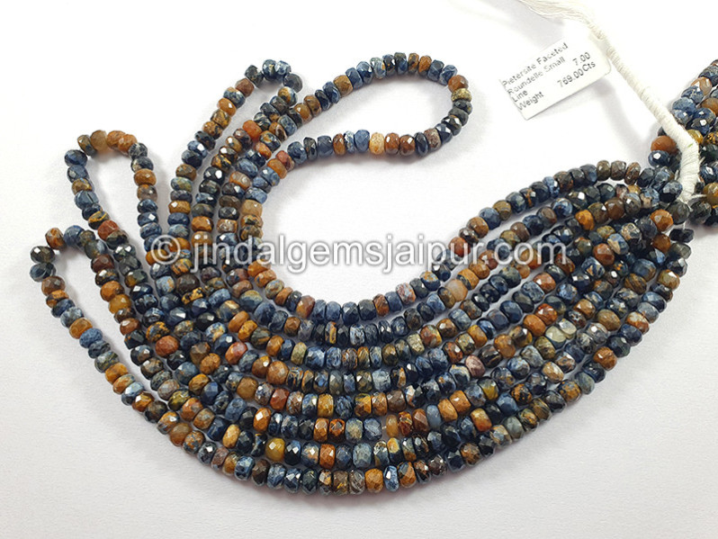 Pietersite Faceted Roundelle Shape Small Beads