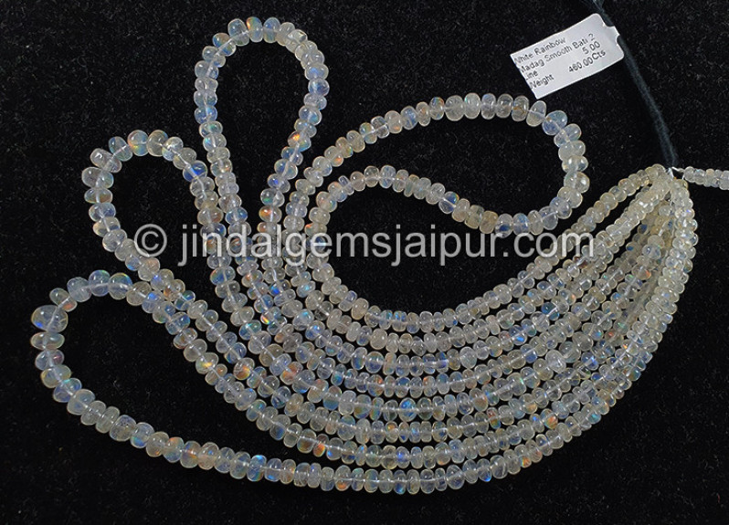 White Rainbow Madagascar Smooth Roundelle Shape Beads