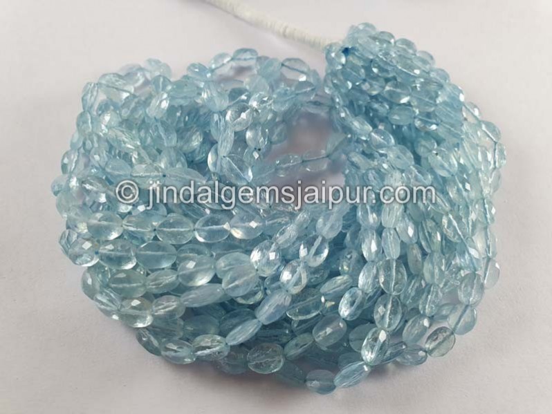 Aquamarine Faceted Oval Beads