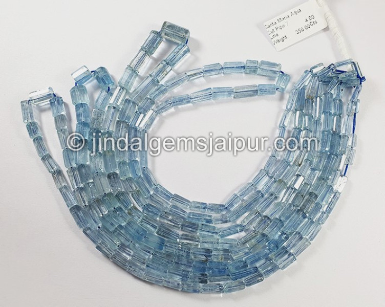 Santa Maria Aquamarine Cut Pipe Shape Beads