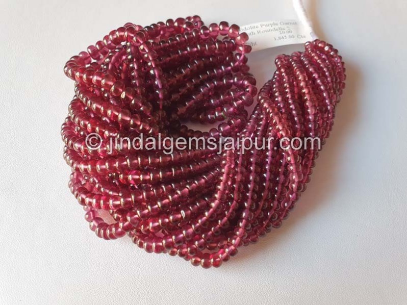Purple Rhodolite Garnet Smooth Roundelle Beads