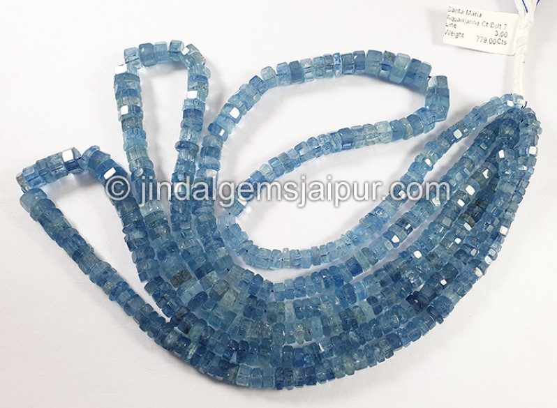 Santa Maria Aquamarine Cut Bolt Shape Beads