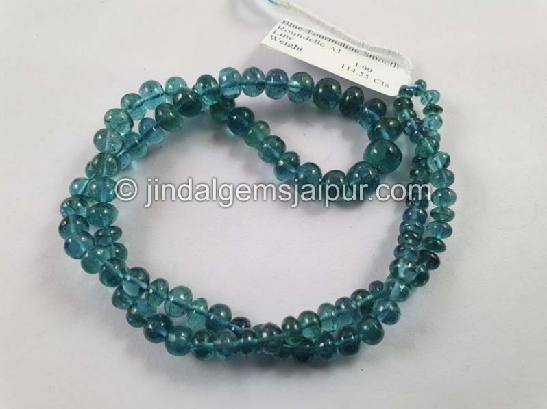Blue Tourmaline Smooth Roundelle Beads
