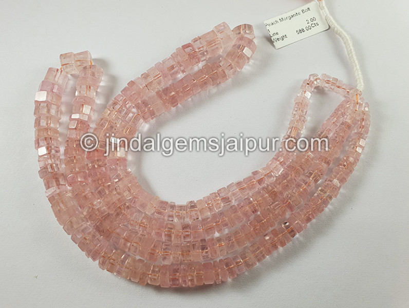 Peach Morganite Bolt Shape Beads