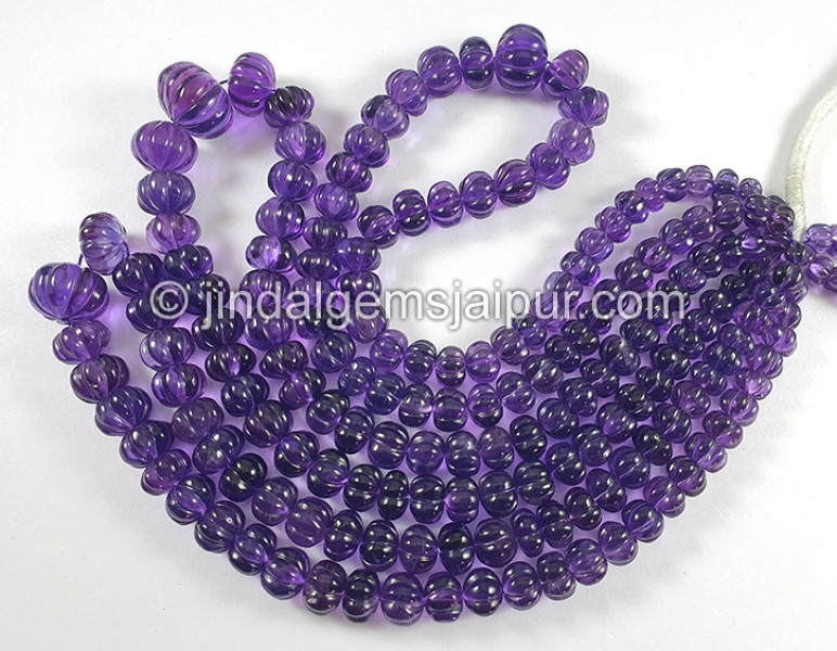 Amethyst Carved Pumpkin Shape Beads