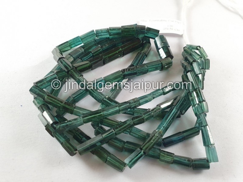 Blue Tourmaline Step Cut Pipe Beads