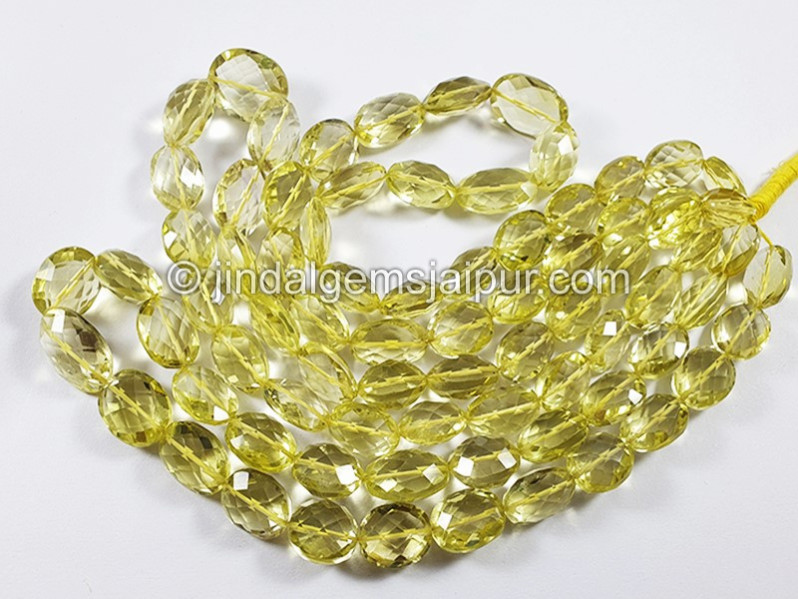 Lemon Quartz Faceted Oval Shape Beads