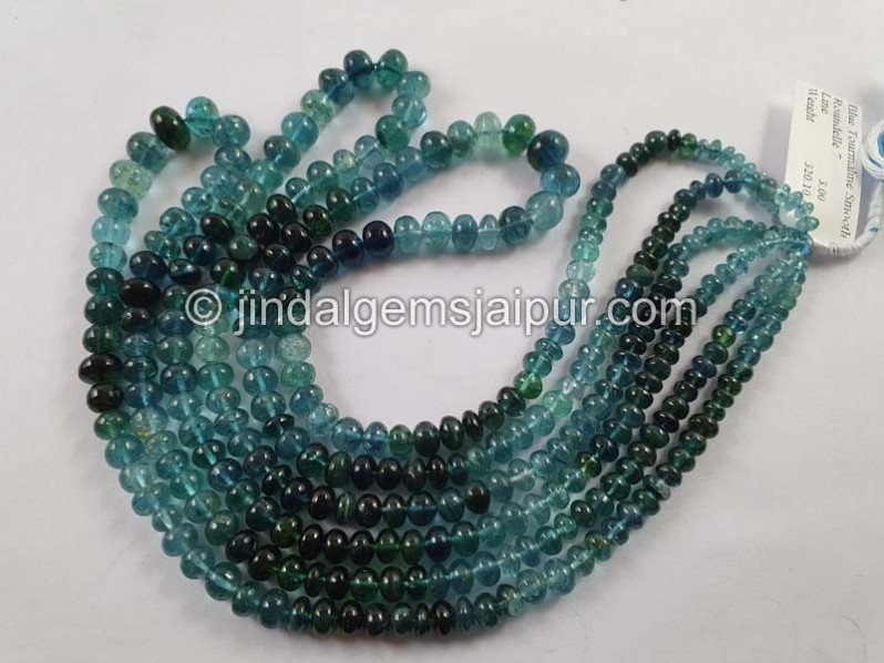 Blue Tourmaline Shaded Smooth Roundelle Beads
