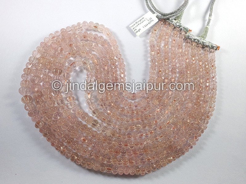 Peach Morganite Carved Pumpkin Shape Beads