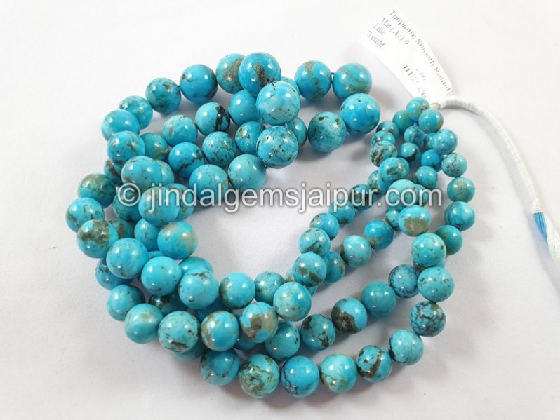 Black Spiderweb Turquoise Smooth Round Ball Beads