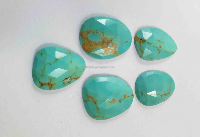 Golden Spiderweb Turquoise Rose Cut Slices