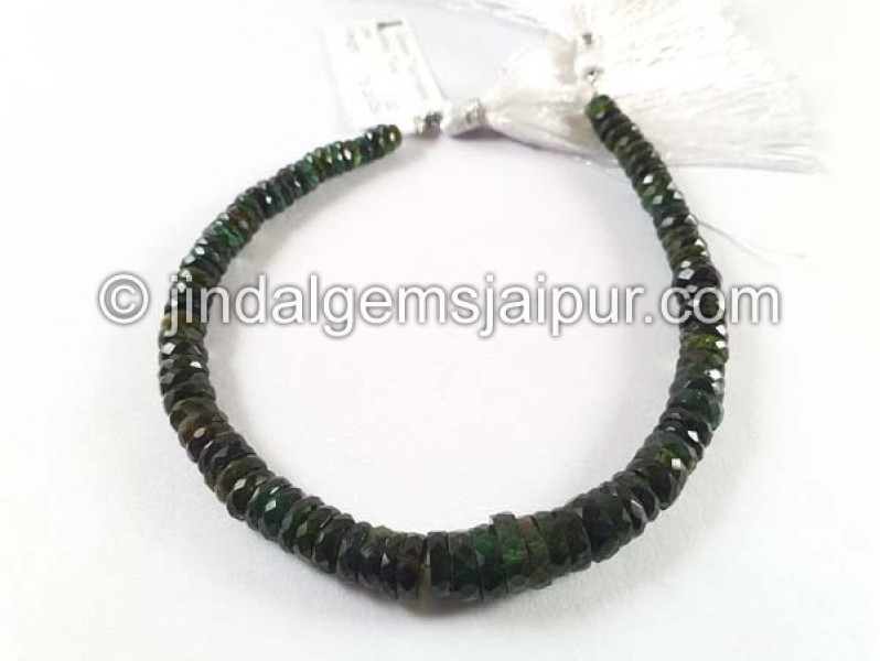 Green Tourmaline Faceted Tyre Beads