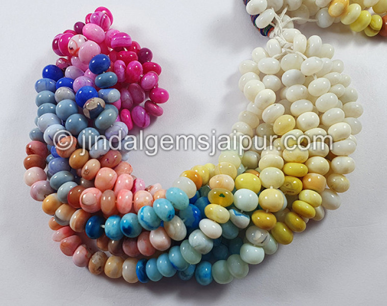 Multi Opal Dyed Smooth Roundelle Shape Beads