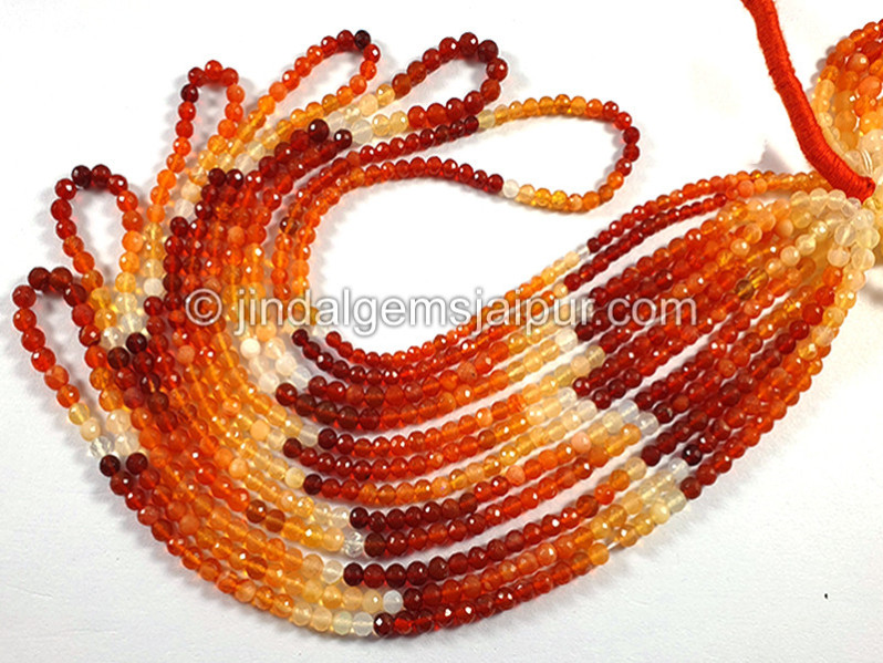 Fire Opal Faceted Round Balls Shape Small Beads