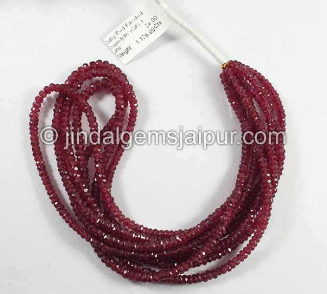 Ruby Faceted Roundelle Shape Beads
