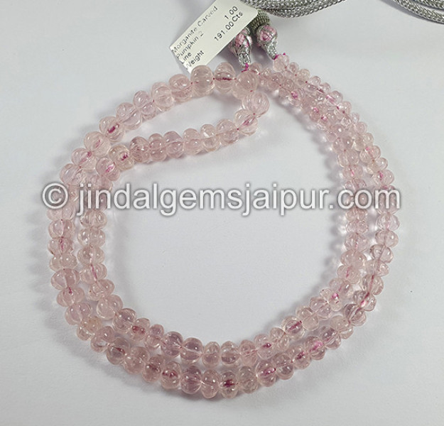 Morganite Carved Pumpkin Shape Beads