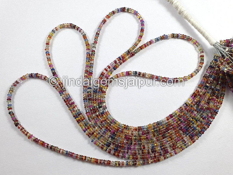 Natural Multi Sapphire Smooth Roundelle Shape Beads