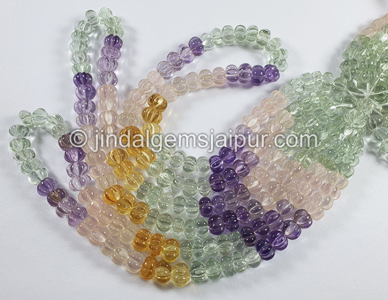 Multi Stone Carved Pumpkin Shape Beads
