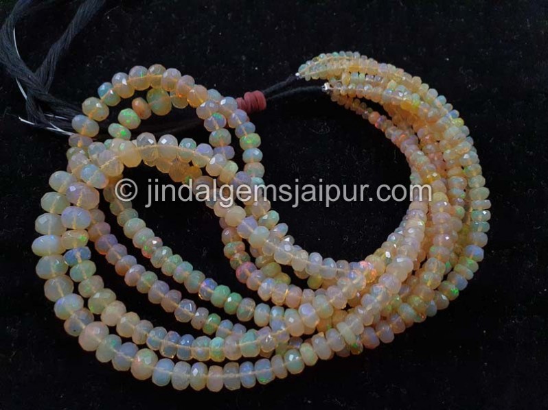 Yellow Ethiopian Opal Far Faceted Roundelle Beads