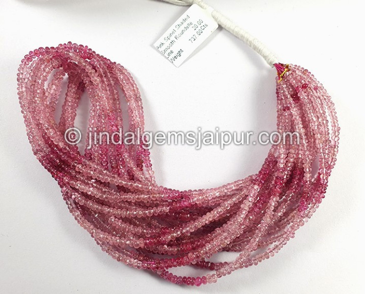 Pink Spinel Shaded Smooth Roundelle Shape Beads