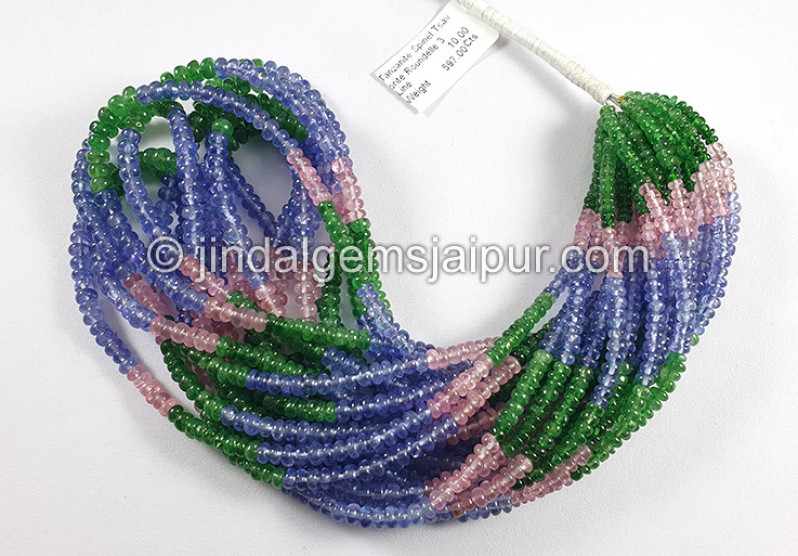 Tanzanite Spinel Tsavorite Smooth Roundelle Shape Beads