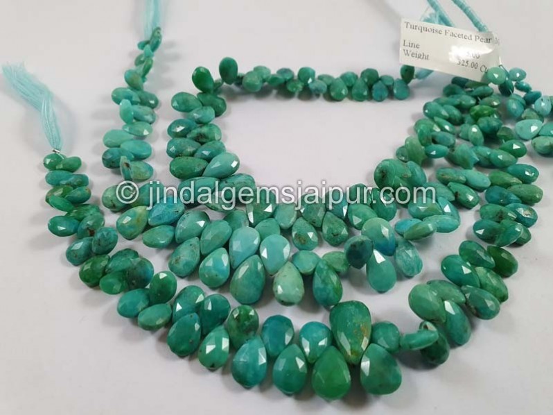 Natural Greenish Blue Turquoise Faceted Pear Shape Beads