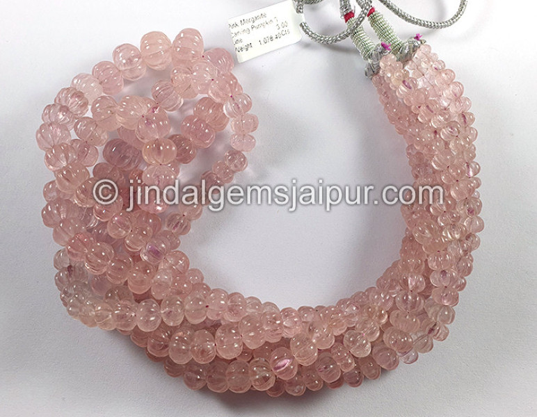 Pink Morganite Carved Pumpkin Shape Beads