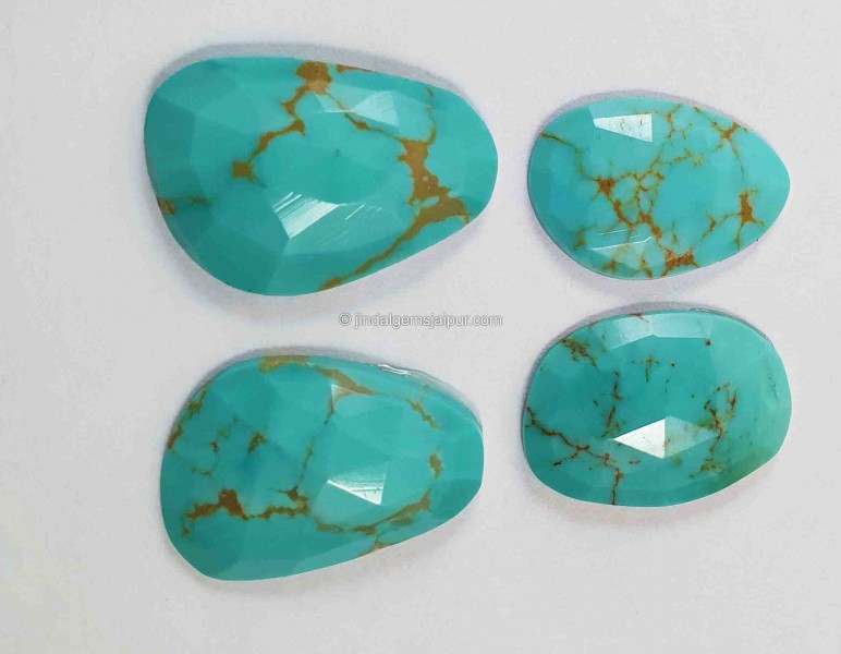 Golden Spiderweb Turquoise Rose Cut Slices