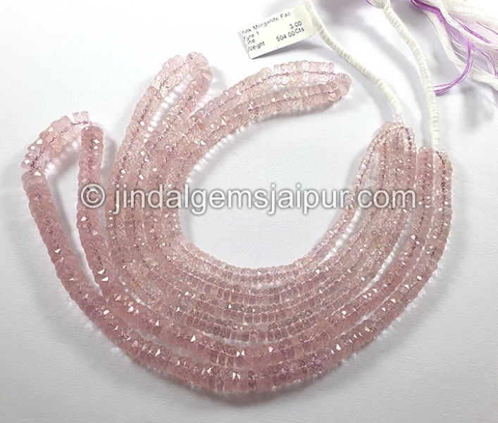Pink Morganite Faceted Tyre Shape Beads