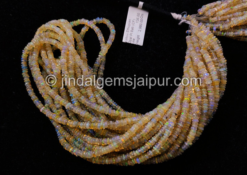 Yellow Ethiopian Opal Smooth Roundelle Shape Beads