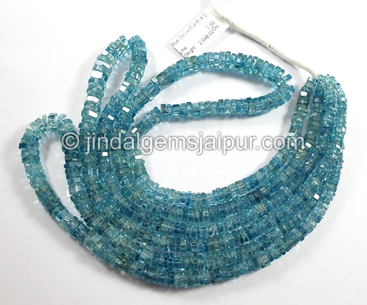 Blue Zircon Faceted Bolt Shape Beads