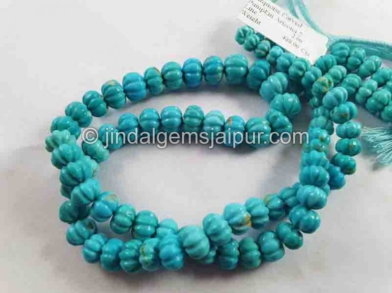 Natural Arizona Turquoise Carved Pumpkins Beads