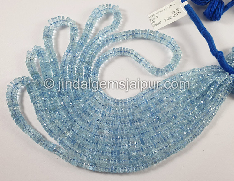 Aquamarine Faceted Tyre Shape Beads