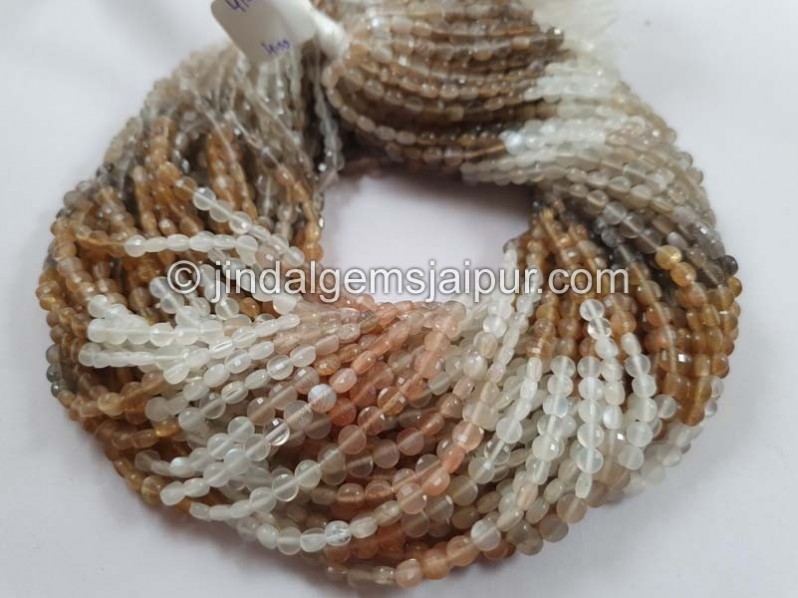 Multi Moonstone Shaded Faceted Coin Beads