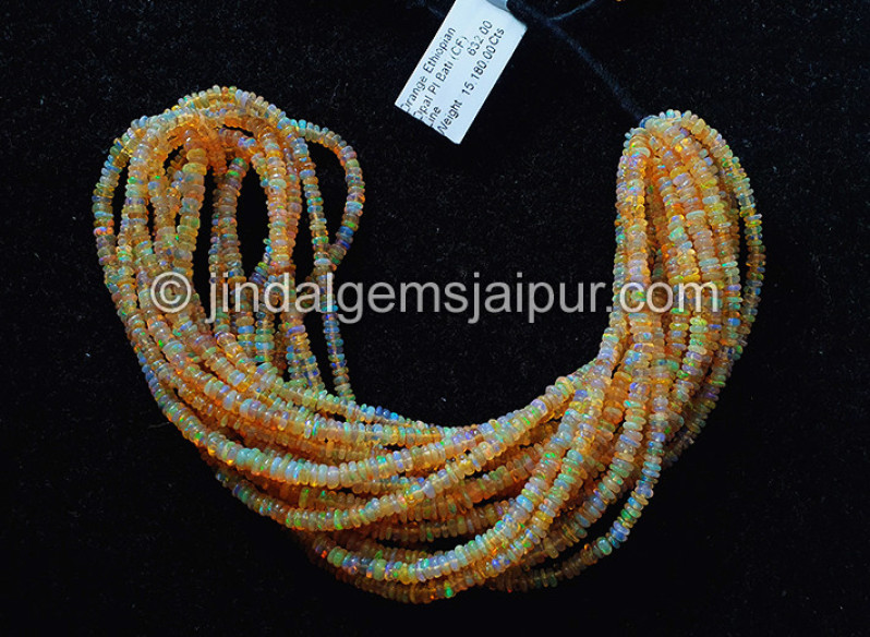 Orange Ethiopian Opal Smooth Roundelle Shape Beads