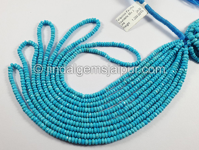 Turquoise Faceted Roundelle Shape Mix Beads