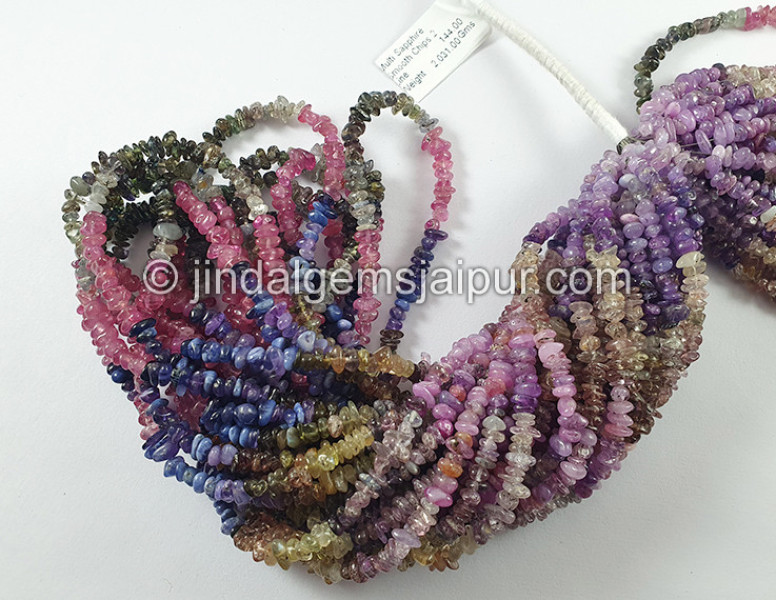 Multi Sapphire Smooth Chips Beads