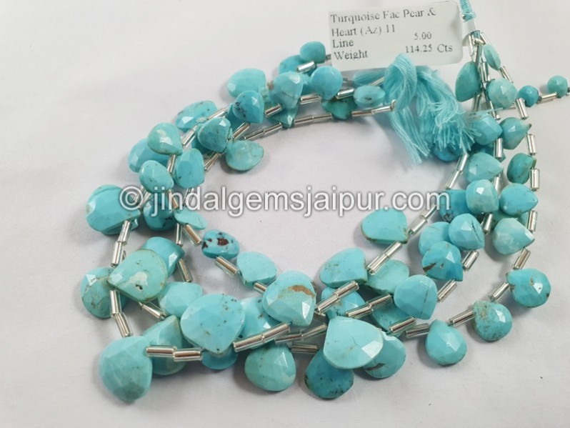 Turquoise Arizona Faceted Heart Shape Beads