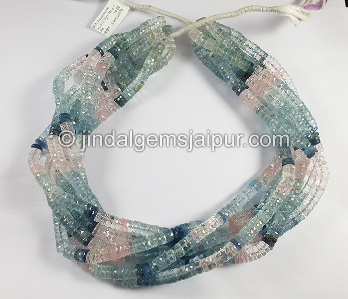 Multi Aquamarine Faceted Tyre Shape Beads
