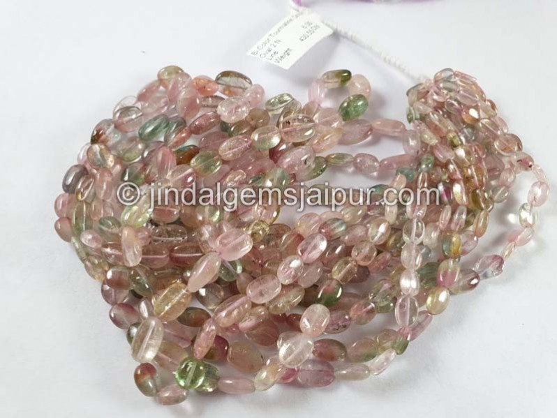 Bi Color Tourmaline Smooth Oval Beads