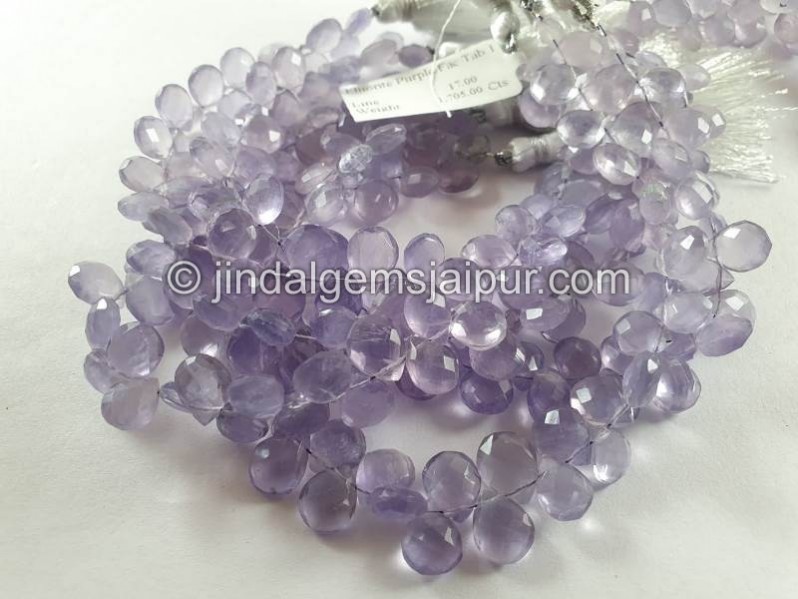 Yttrium Purple Fluorite Faceted Pear Beads