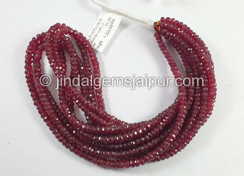 Ruby Red Faceted Roundelle Shape Beads