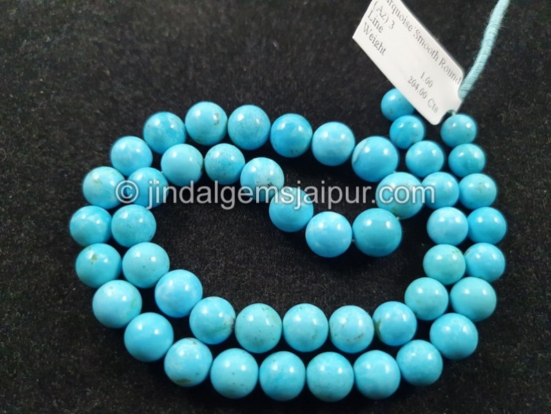 Sleeping Beauty Turquoise Far Smooth Round Beads