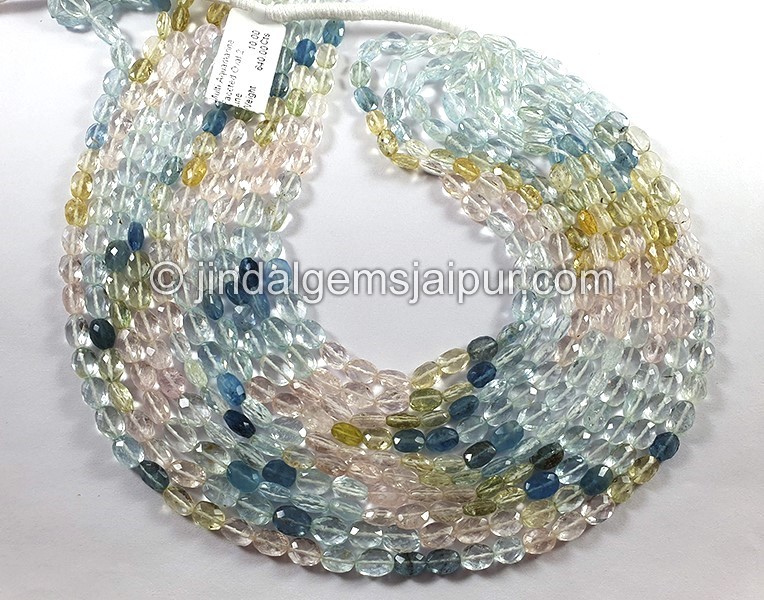Multi Aquamarine Faceted Oval Shape Beads