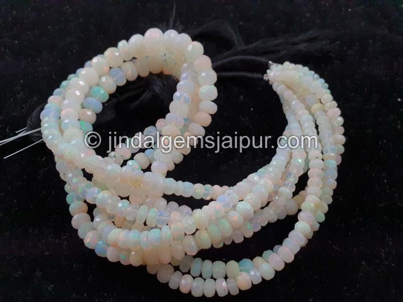 White Ethiopian Opal Far Faceted Roundelle Beads
